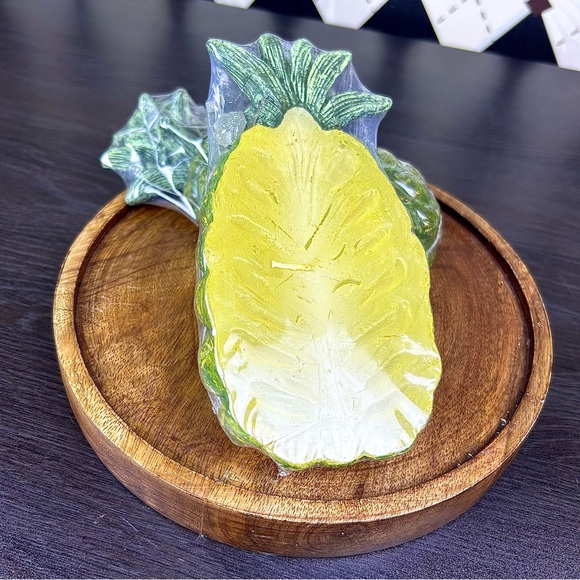 Pineapple Shaped Candle Set of 2 Tropical Coastal Sculptural Decor 7 Inch - Picture 11 of 11